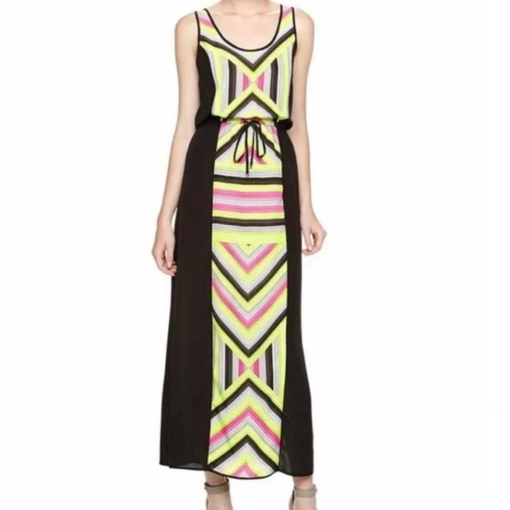 MICHAEL Michael Kors Black, Pink and Yellow Sleeveless Maxi Sundress Size 12